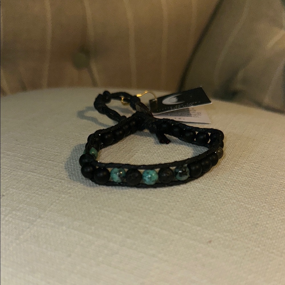 NWT Lotus and Luna for Him Black and Turquoise Protection Beaded Bracelet